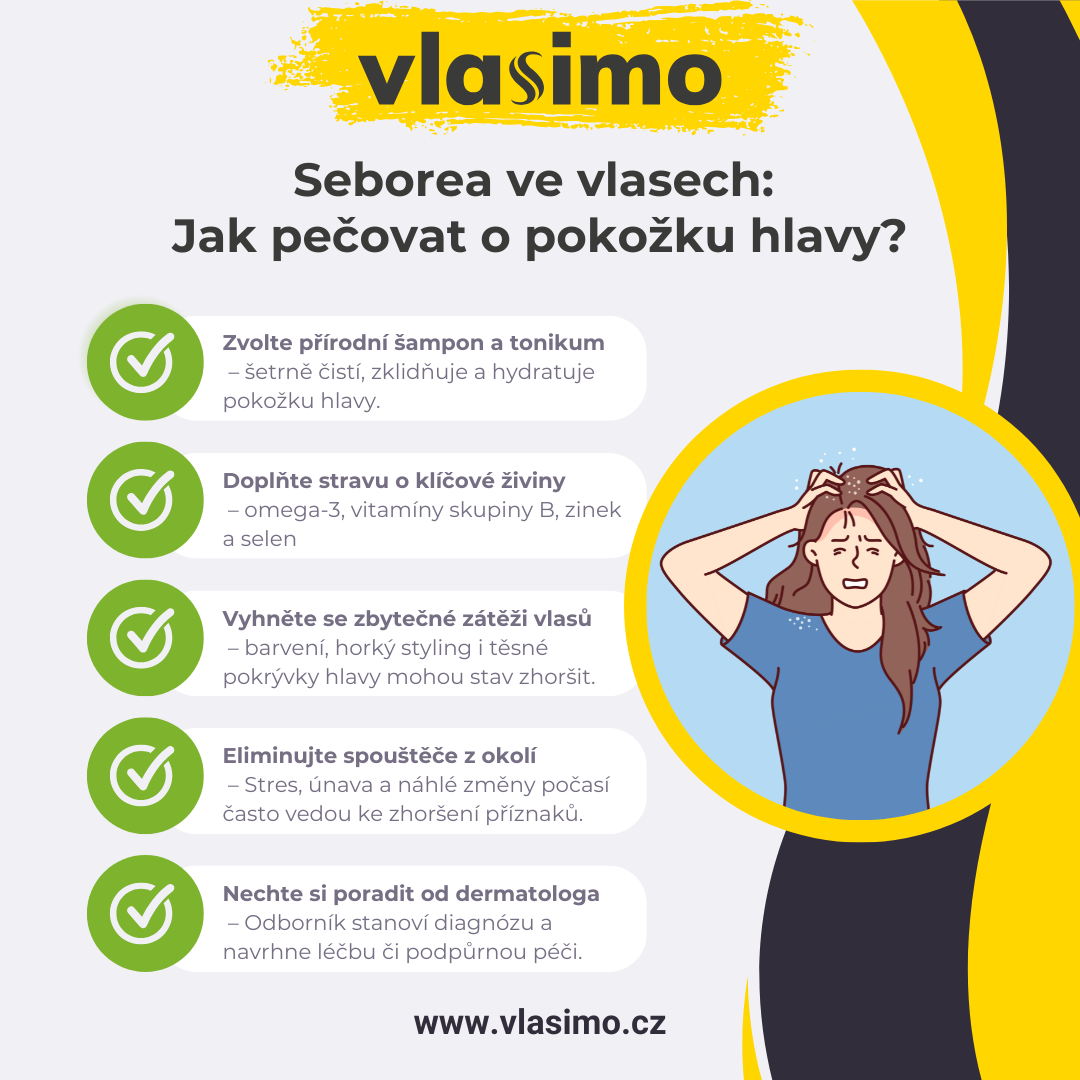 Infografika: Péče o vlasy se seboreou krok za krokem