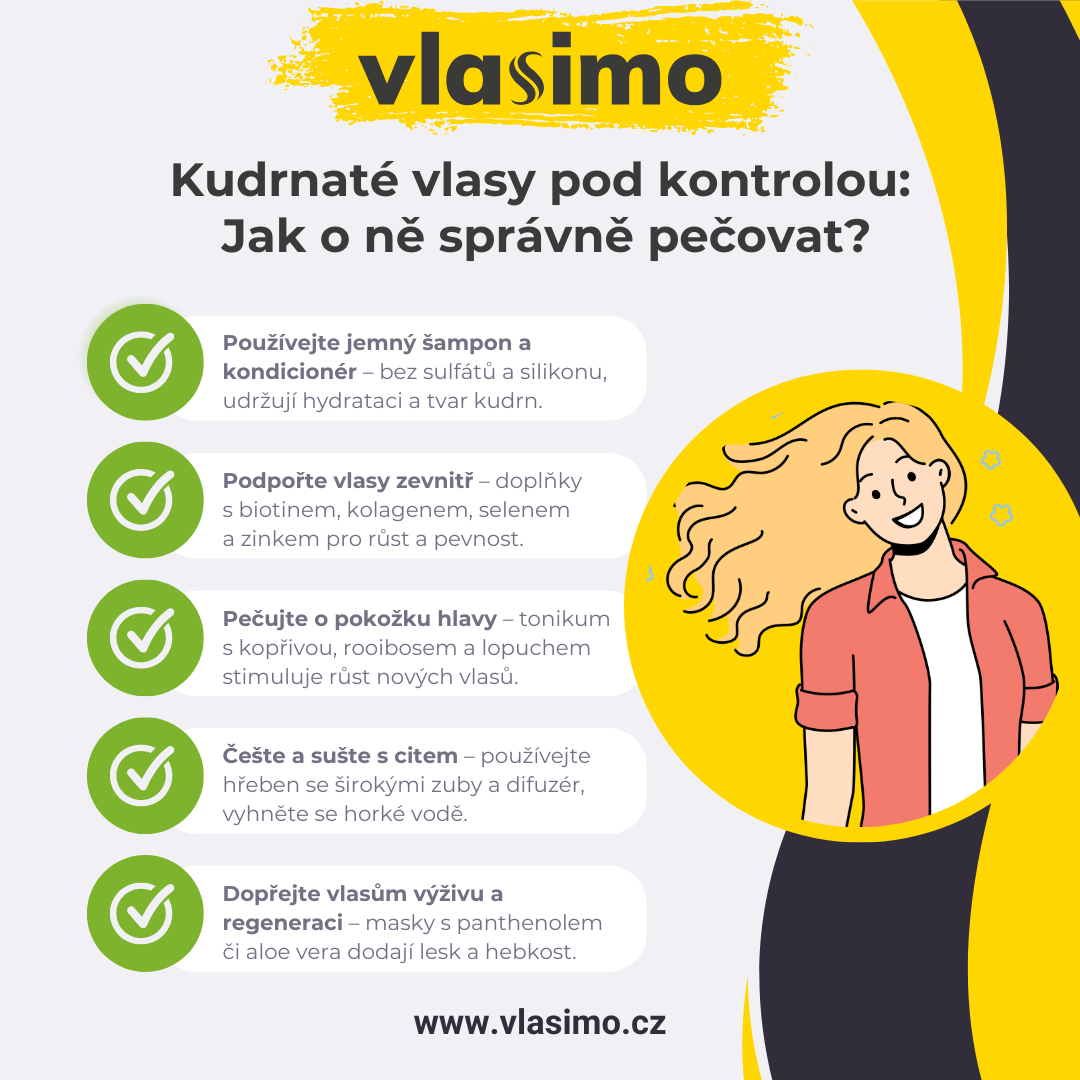 Infografika: Jak pečovat o kudrnaté vlasy krok za krokem