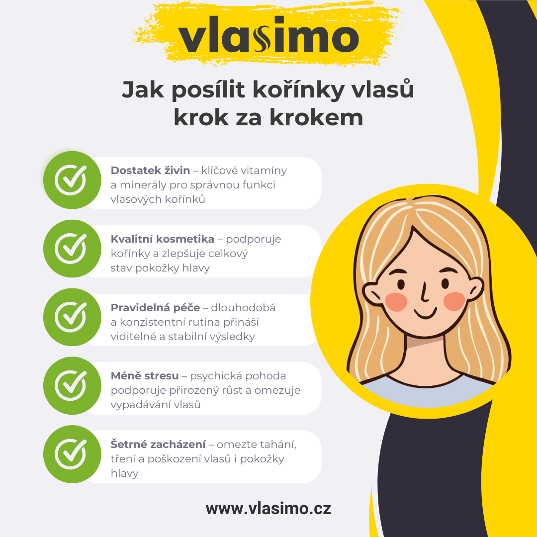 Infografika: 5 kroků pro silnější kořínky vlasů