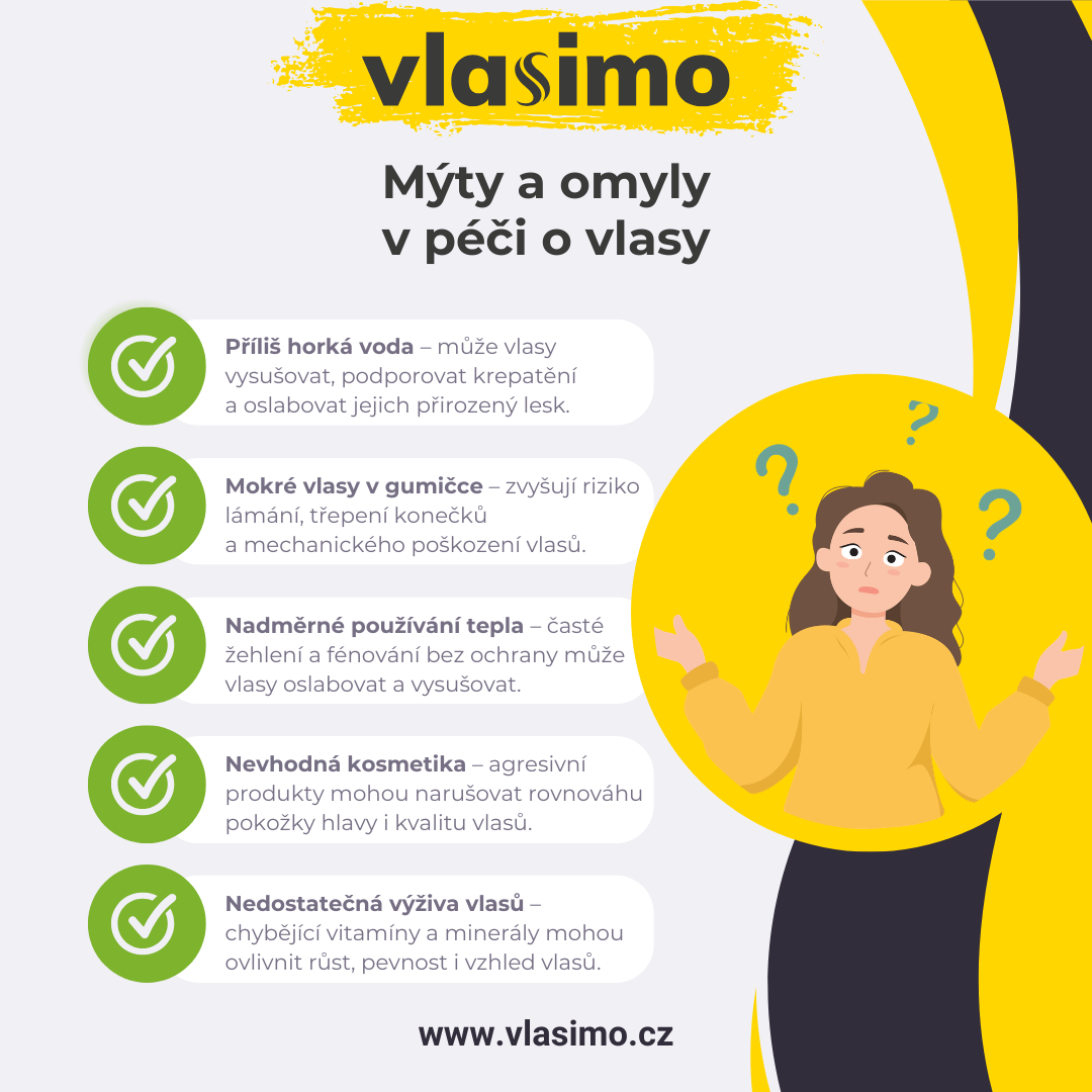 Infografika: Nejčastější mýty a chyby v péči o vlasy krok za krokem